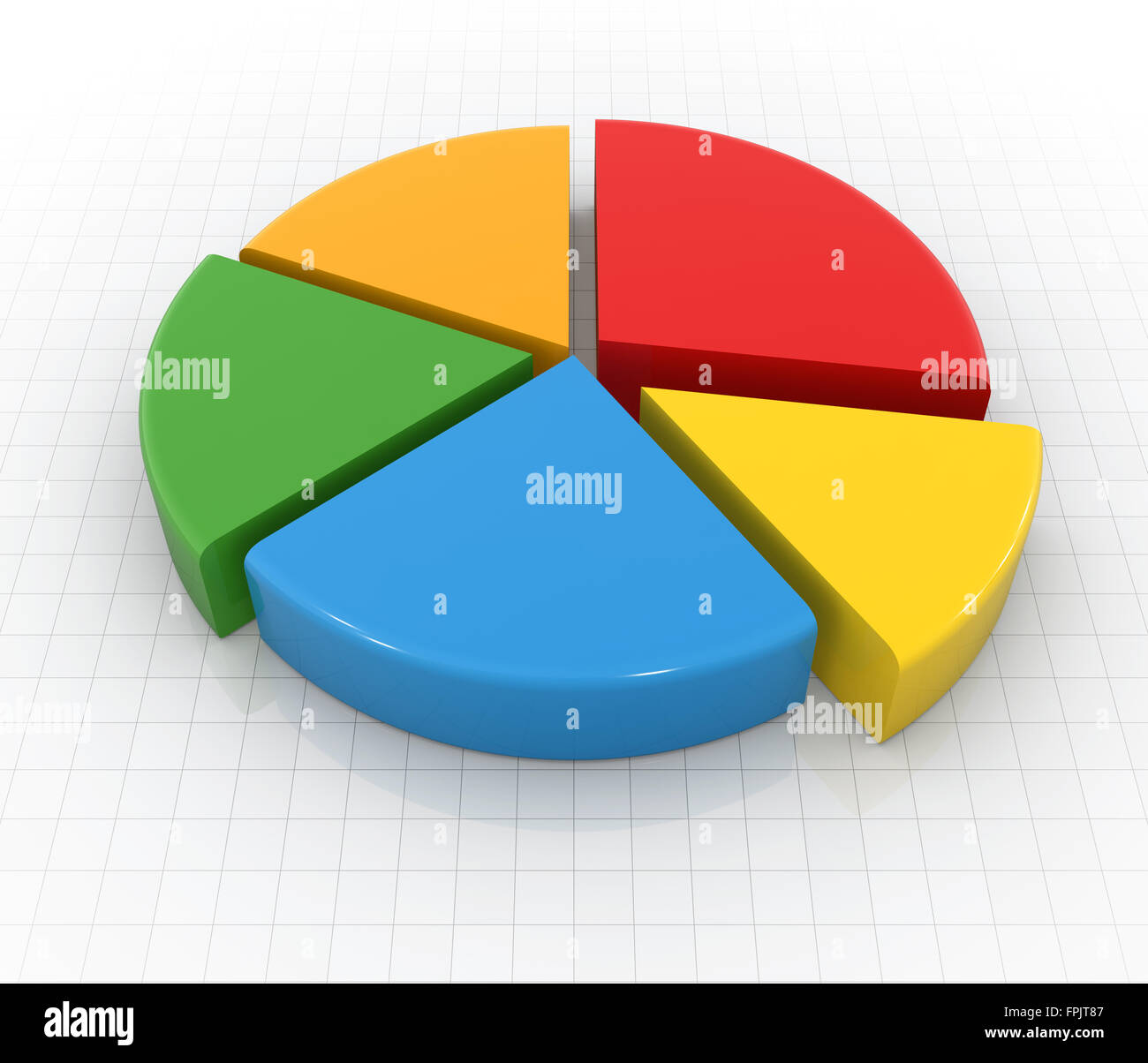Graphique à secteurs colorés , l'image rendue. Banque D'Images