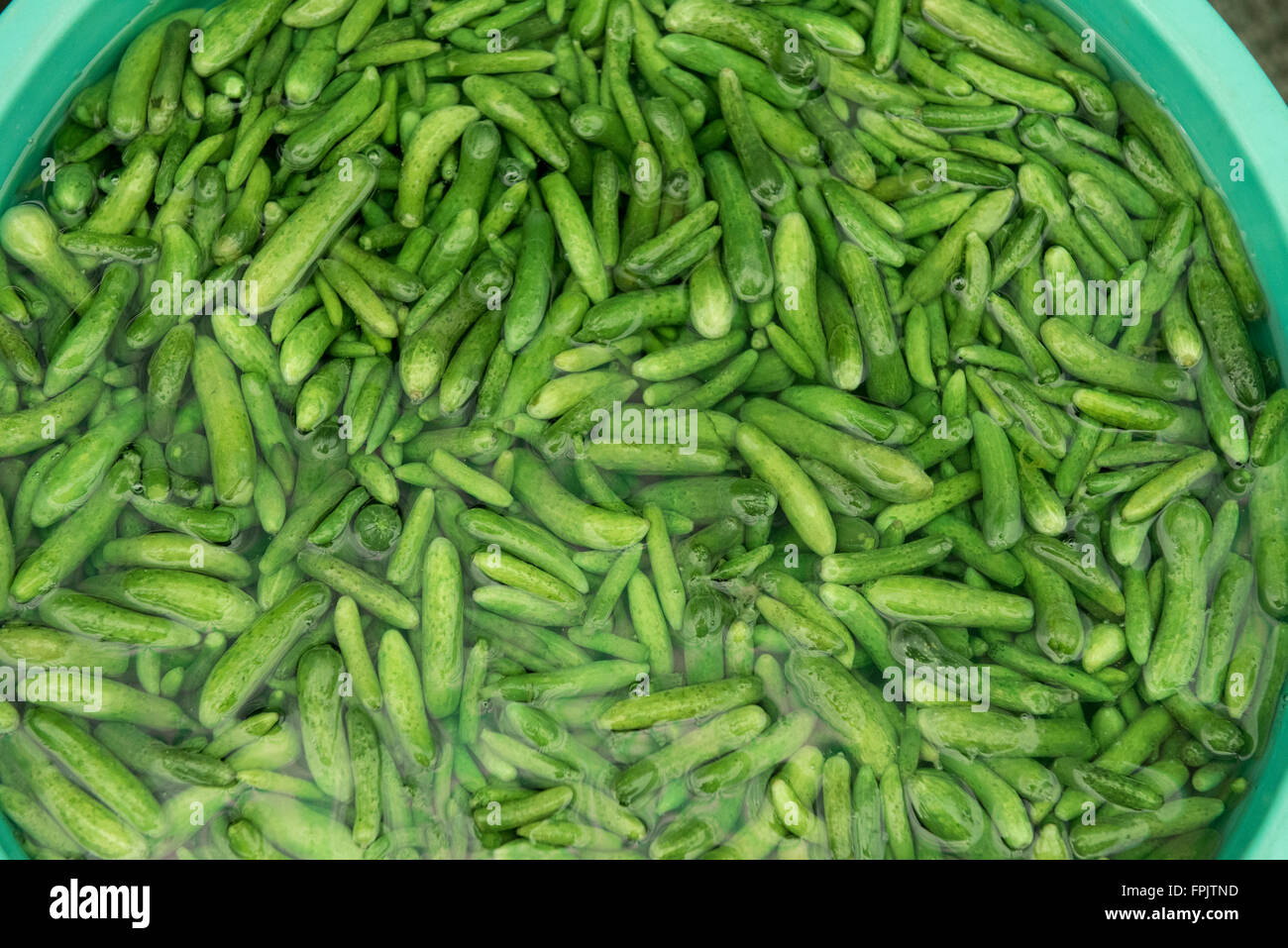 Cornichons au marché Binh Tay à Saigon Vietnam Banque D'Images