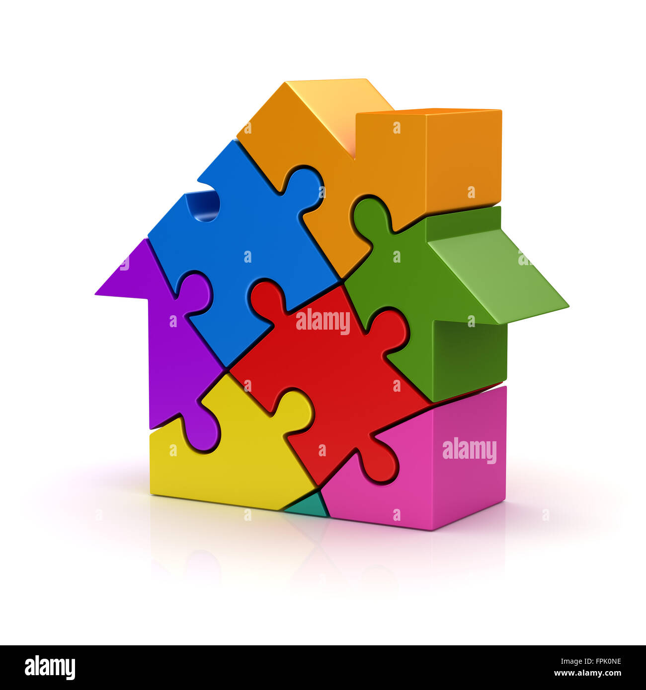 Puzzle coloré maison , c'est un calculateur générée et 3d rendu photo. Banque D'Images