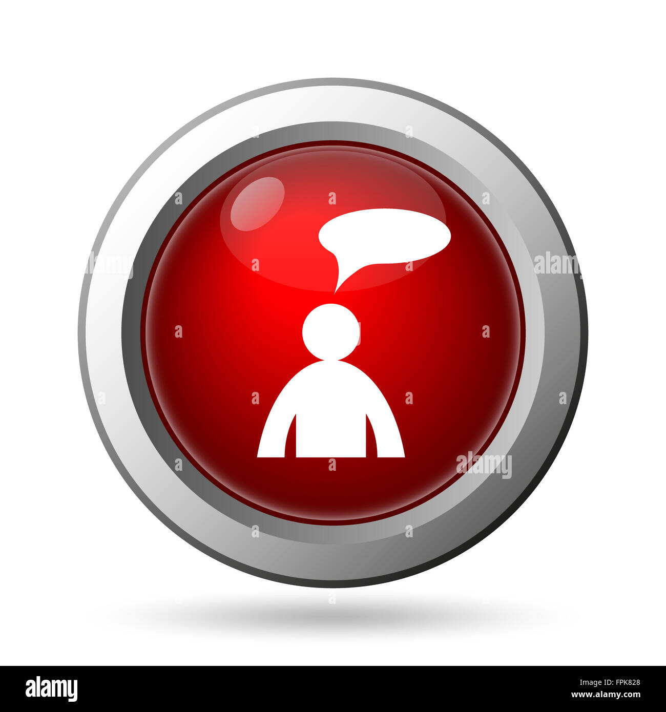 Commentaires icône. Bouton Internet sur fond blanc. - Homme avec bulle Banque D'Images