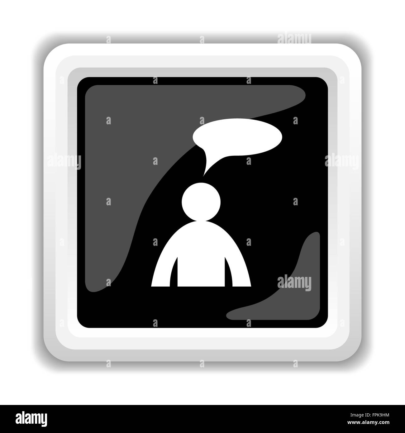 Commentaires icône. Bouton Internet sur fond blanc. - Homme avec bulle Banque D'Images