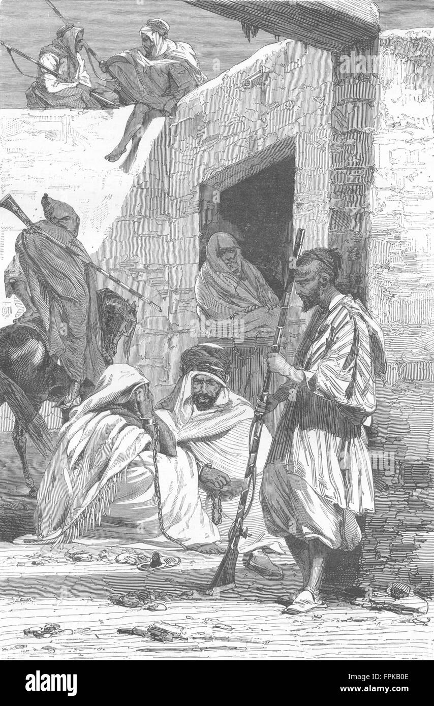 Maroc : Prison & guard, Tetuan, antique print 1880 Banque D'Images