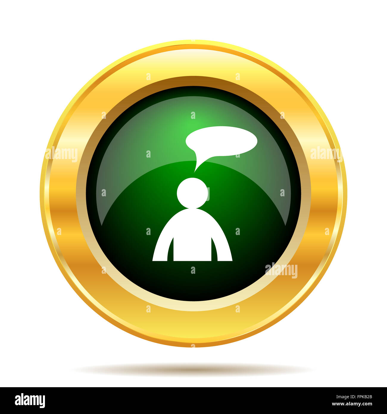 Commentaires icône. Bouton Internet sur fond blanc. - Homme avec bulle Banque D'Images