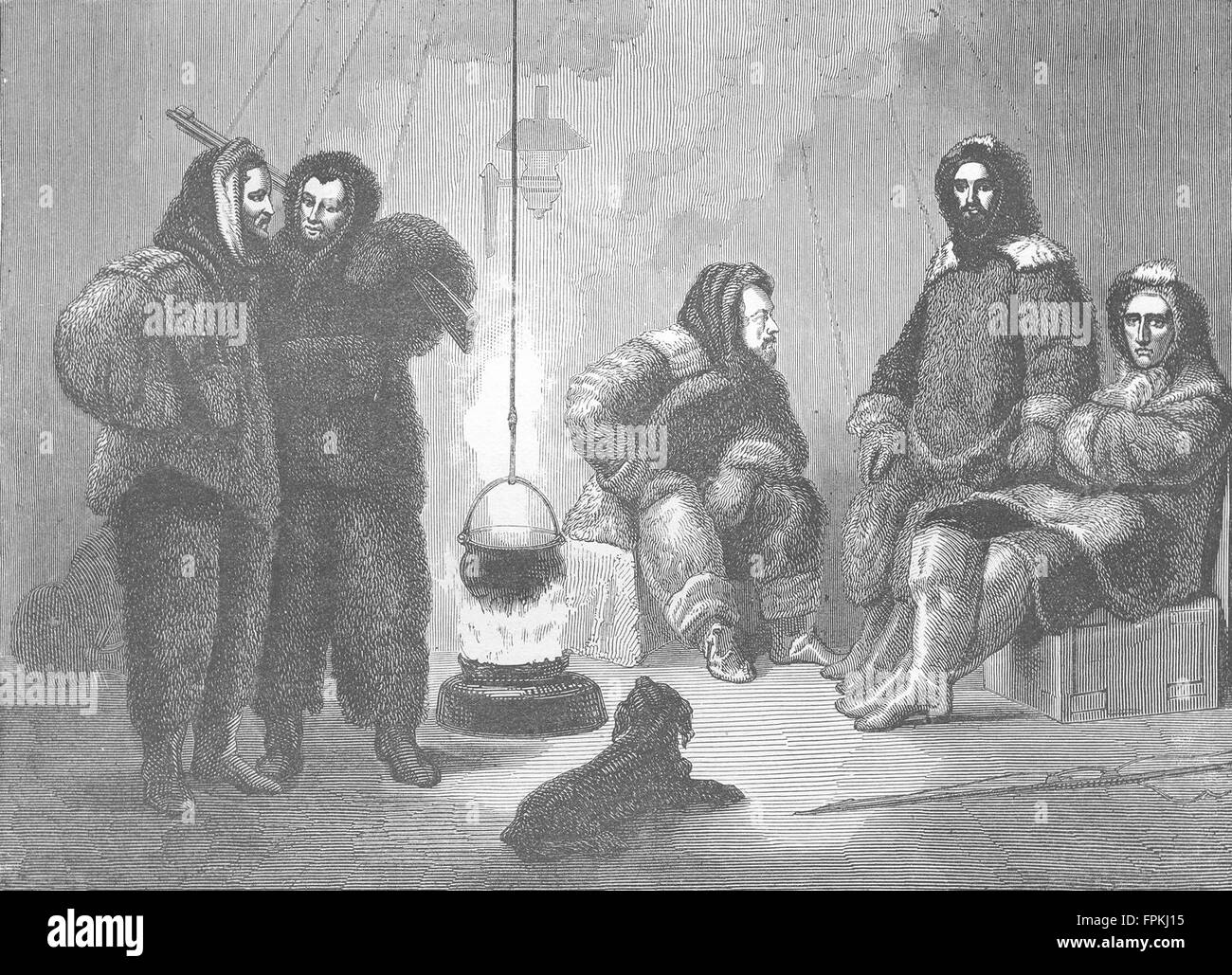 Arctique : journée de sport, Polar Sea : en quartiers d'hiver , ancien 1880 Banque D'Images