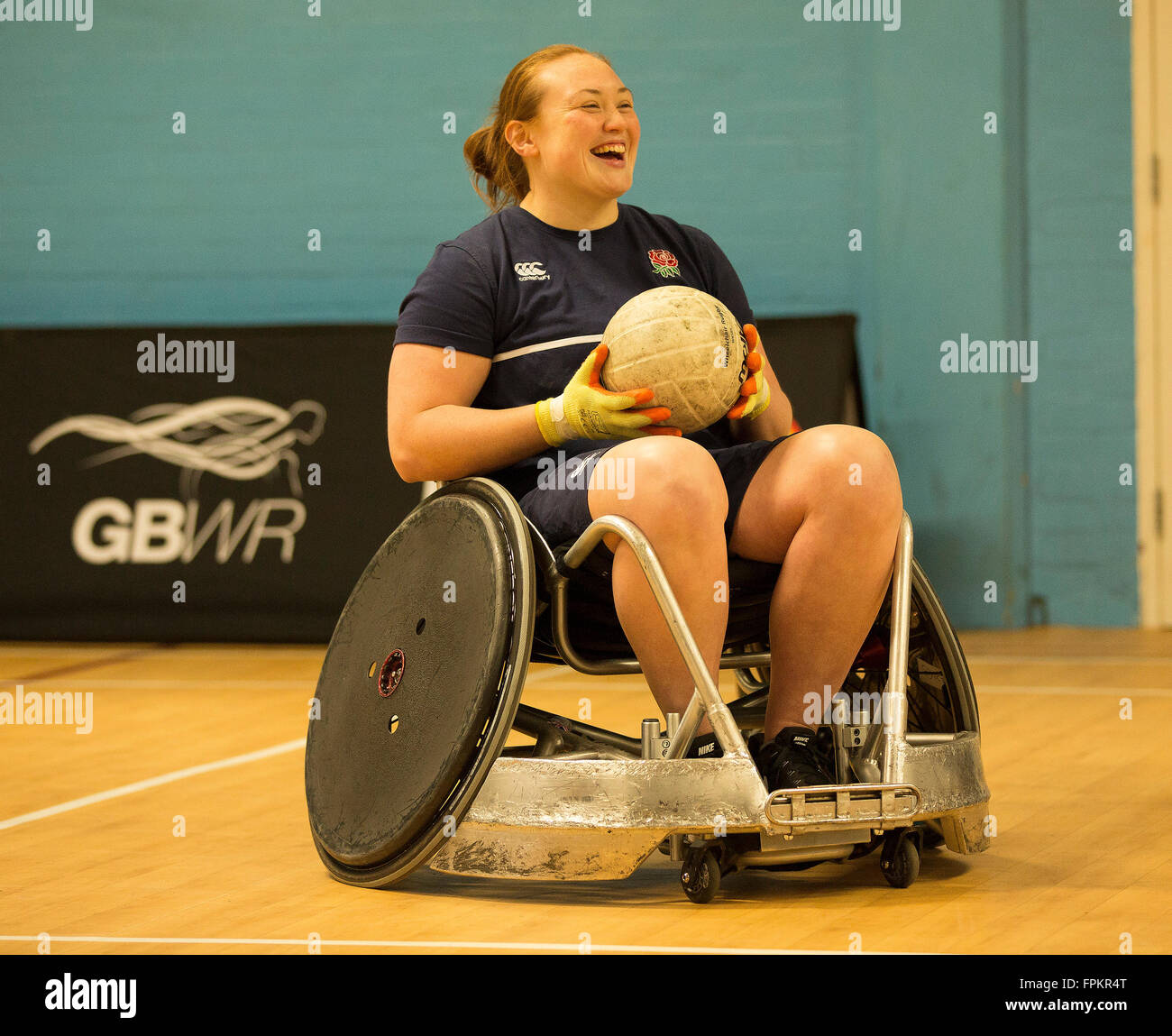 Loughborough College, Loughborough, Royaume-Uni. Mar 19, 2016. Grande-bretagne le rugby en fauteuil roulant (GBWR) Cette fille peut Lancement de campagne. Laura Keates, membre de l'Angleterre l'équipe de rugby de la femme qui ont été couronnés champions du monde en 2015, s'implique dans les activités d'Action Crédit : Plus Sport/Alamy Live News Banque D'Images