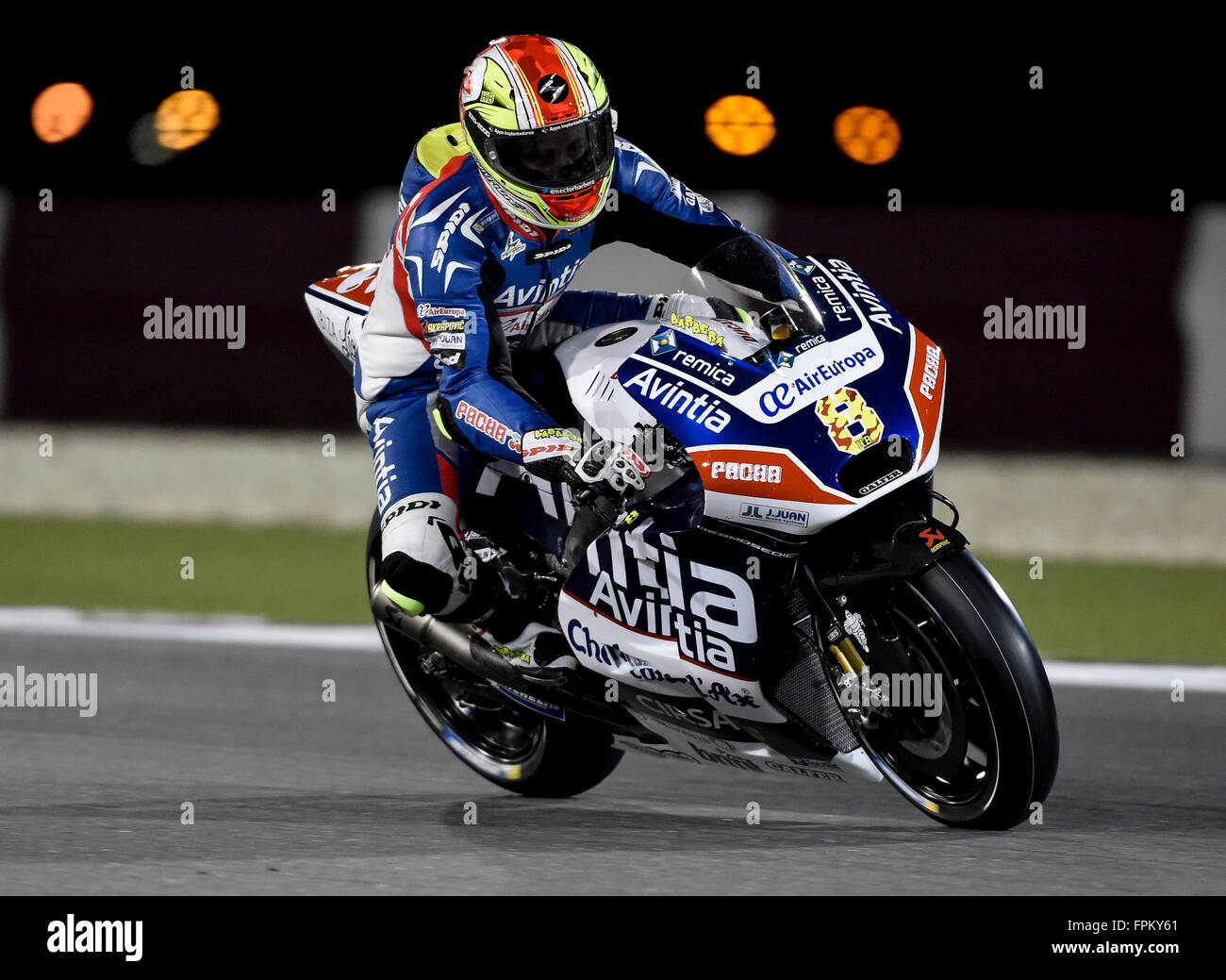 Le Circuit International de Losail, à Doha, au Qatar. Mar 19, 2016. Grand Prix Commercial Bank du Qatar. Hector Barbera (Avintia Racing) pendant les séances de qualification. © Plus Sport Action/Alamy Live News Banque D'Images