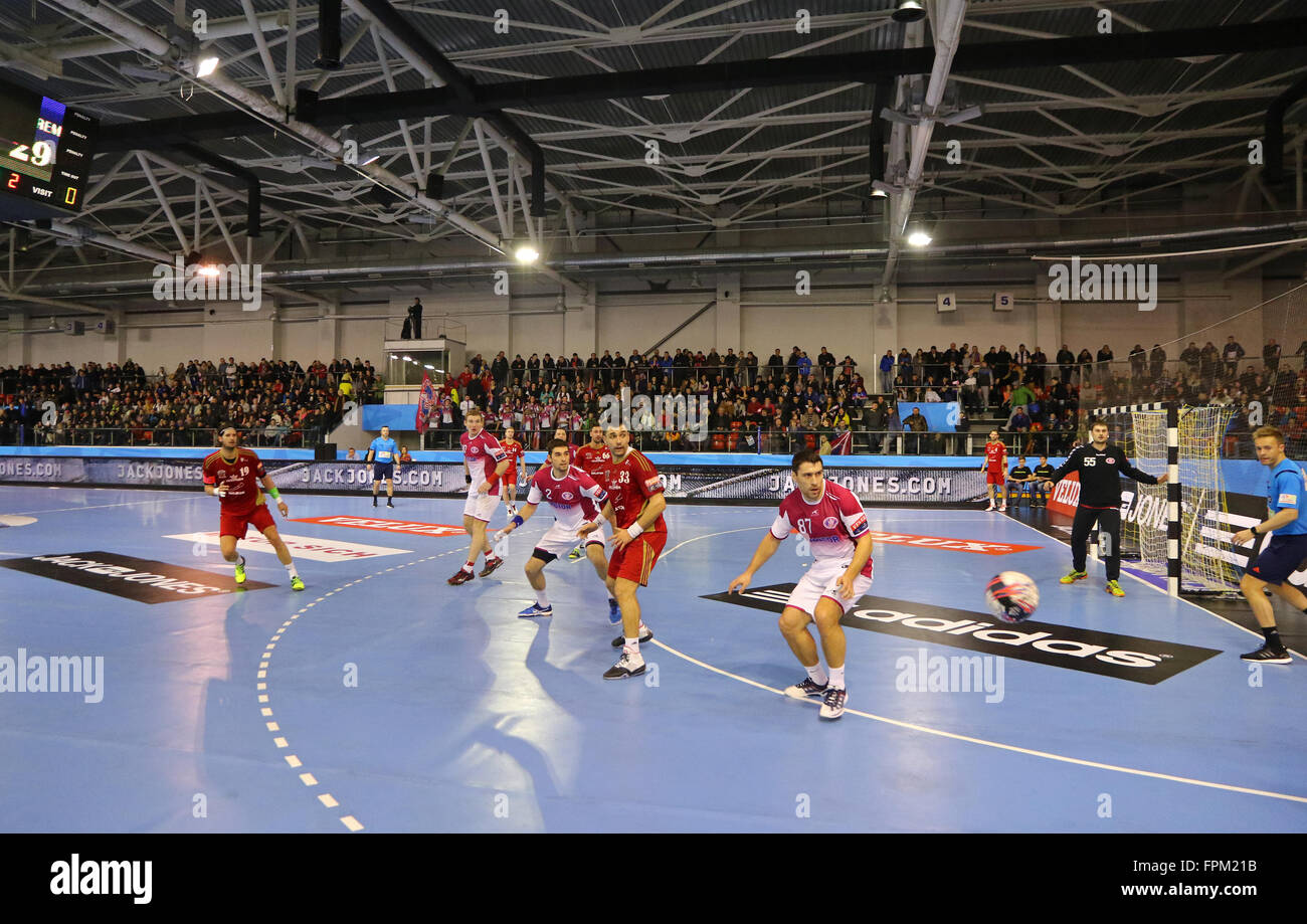 Kiev, Ukraine. 19 mars, 2016. · VELUX EHF Champions League saison 2015-2016 de Handball 16 Dernier match HC vs moteur MVM Veszprem à Brovary Terminal de glace à Kiev, Ukraine. Veszprem a gagné 29-24. Crédit : Oleksandr Prykhodko/Alamy Live News Banque D'Images