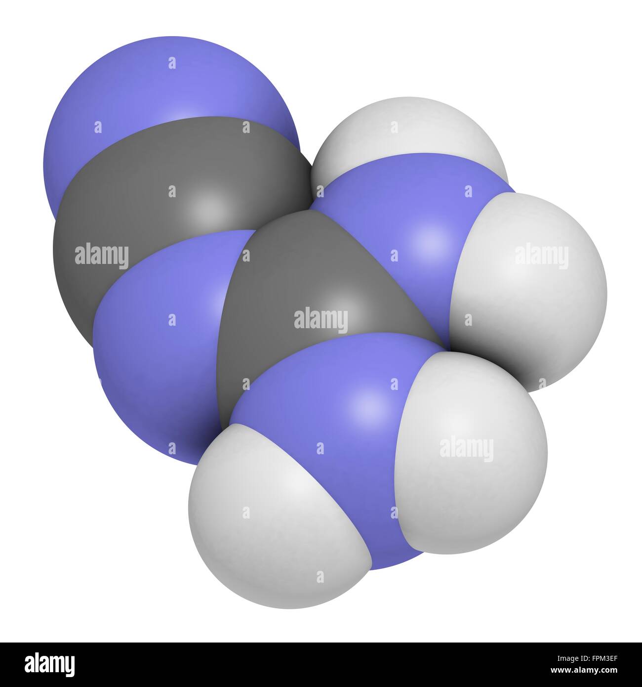 Dicy iamide (2-cyanoguanidine DCD) molécule. Utilisé comme engrais en synthèse chimique. Les atomes sont représentés comme des sphères avec Banque D'Images