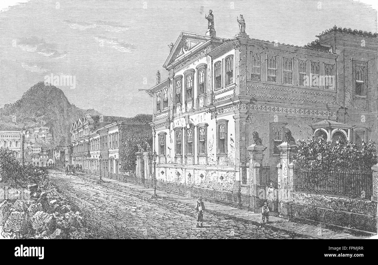 Brésil : House, banlieue de Rio de Janeiro, antique print 1880 Banque D'Images
