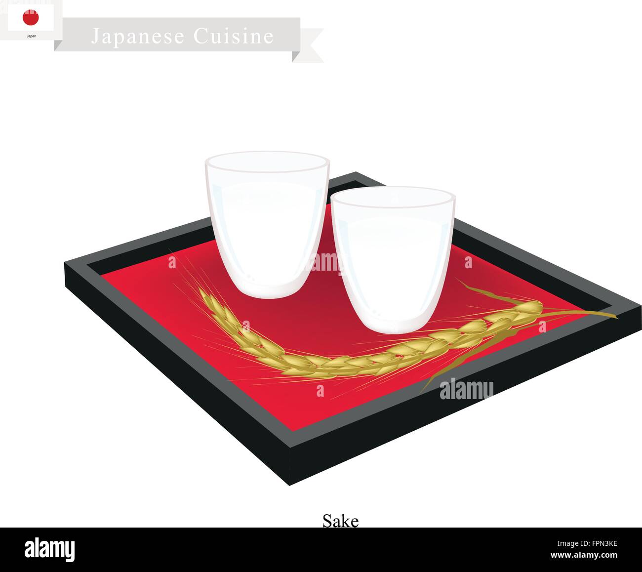 La cuisine japonaise, le saké ou Vin de riz traditionnels japonais. L'une des boissons les plus populaires au Japon. Illustration de Vecteur