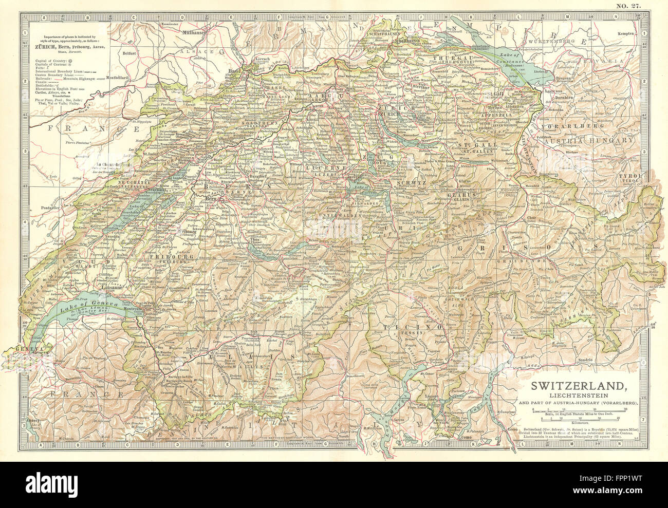 Suisse:montre nombre de batailles livrées par l'ancienne Confédération suisse 1315-1799, 1903 Localisation Banque D'Images