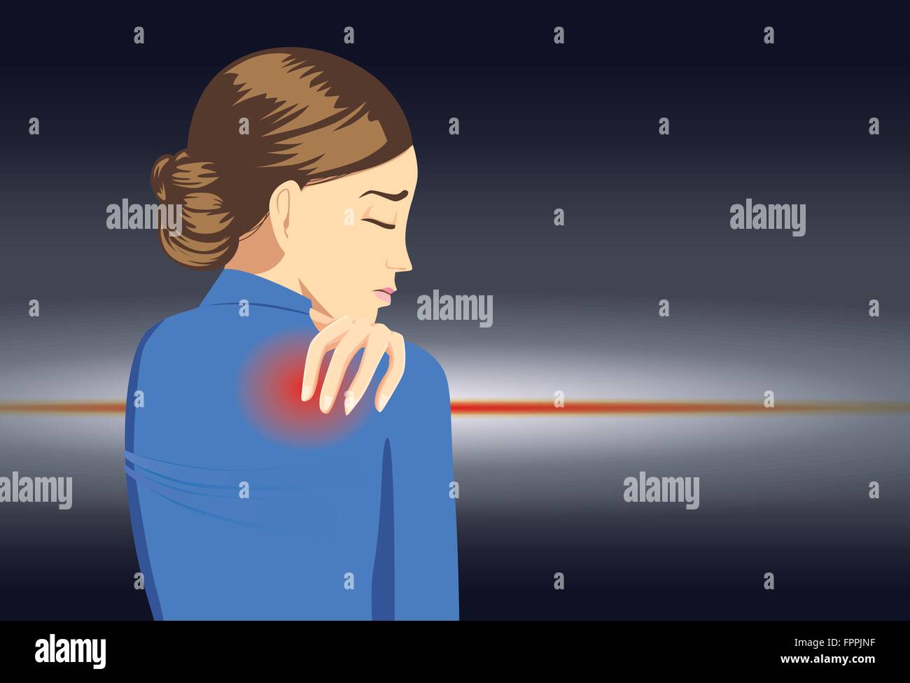 Femme au travail en touchant son dos parce que son mal de dos ont Illustration de Vecteur