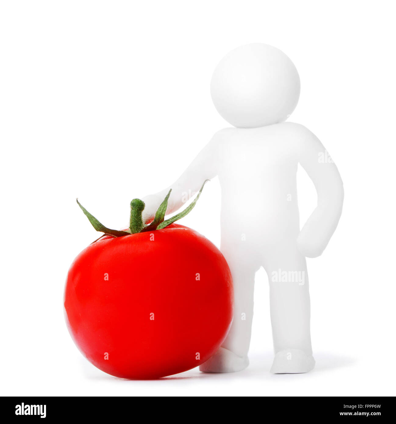 L'homme de pâte à modeler avec de la tomate isolé sur fond blanc Banque D'Images