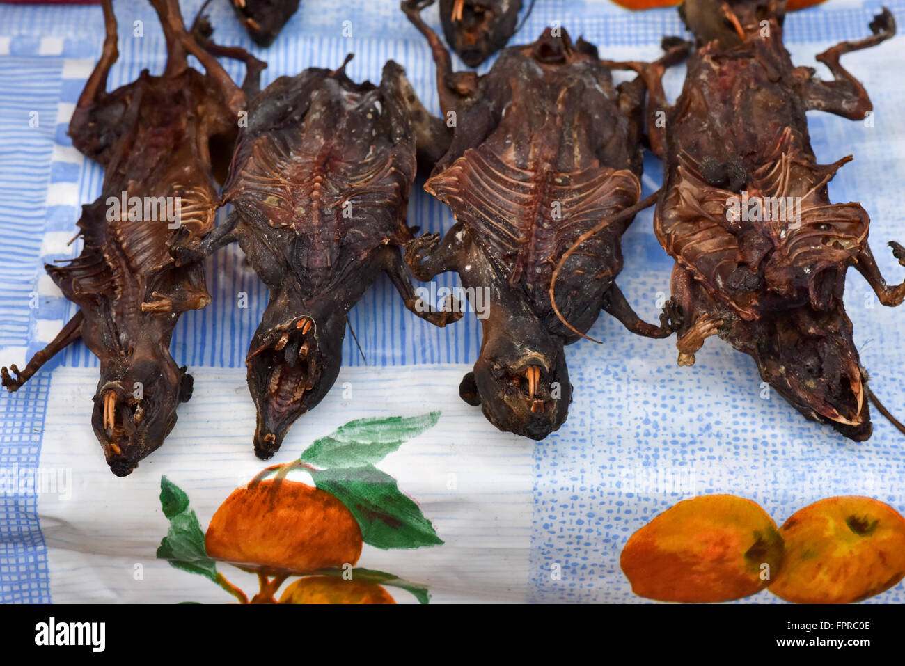 Les chauves-souris en vente au marché de Luang Prabang au Laos Banque D'Images