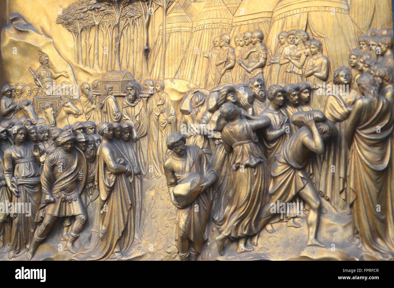 Or les portes du paradis de Lorenzo Ghiberti au Baptistère de San Giovanni à Florence, Italie Banque D'Images