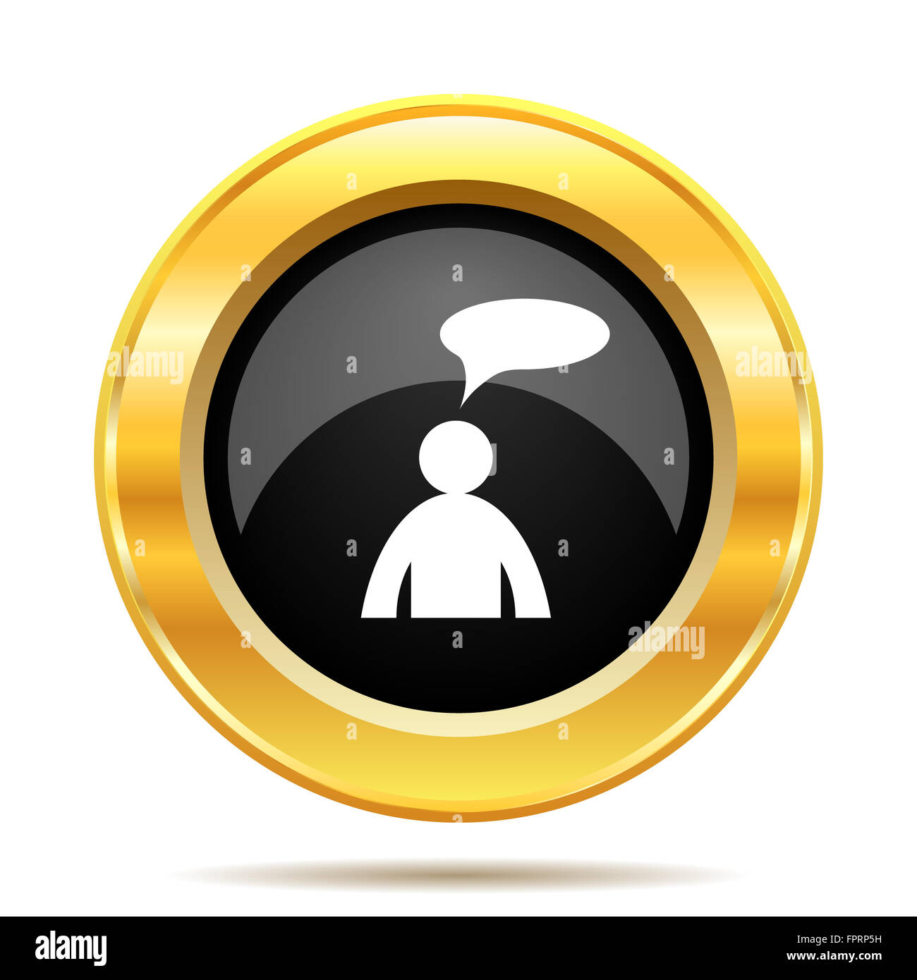 Commentaires icône. Bouton Internet sur fond blanc. - Homme avec bulle Banque D'Images