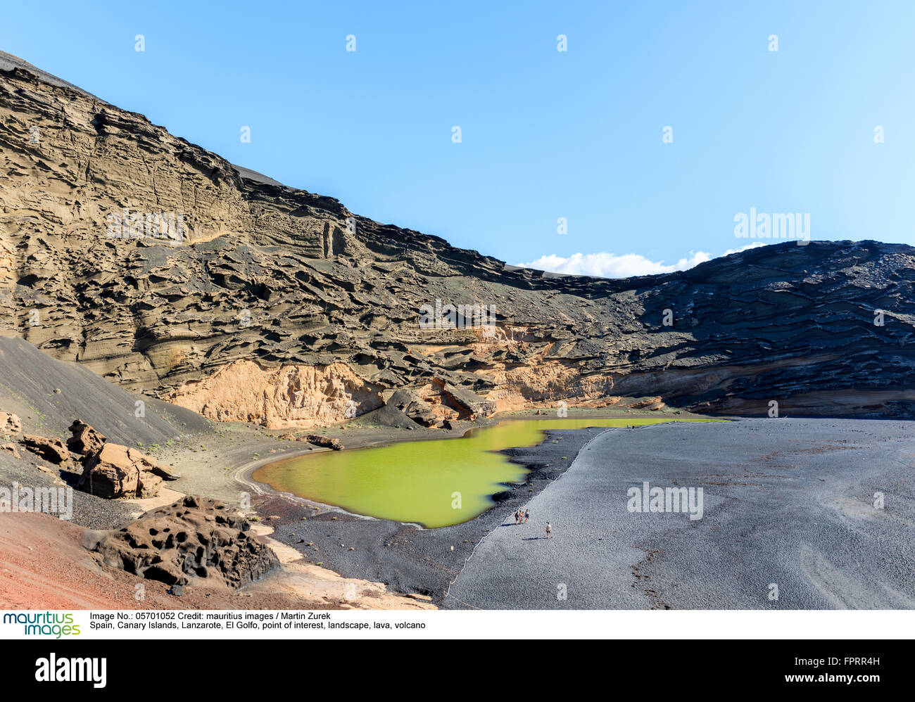 Espagne, Canaries, Lanzarote, El Golfo, point d'intérêt, paysage, la lave, le volcan Banque D'Images