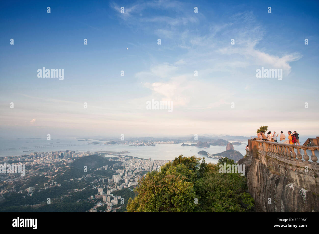 Rio de Janeiro, Corcovado, vue sur la baie de Guanabara de Rio, la statue du Christ, Banque D'Images