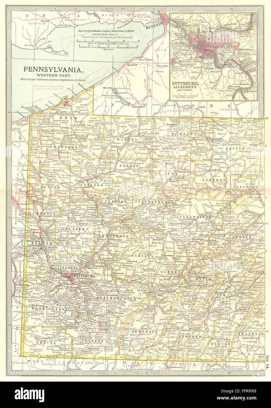 Virginia WEST,PITTSBURG:French & Indian War battles/dates 1754-55, 1903 map Banque D'Images