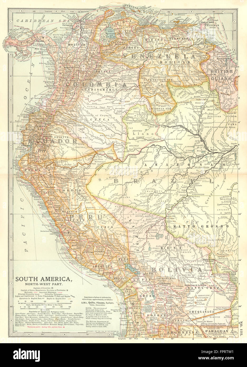 Pérou Bolivie Chili:batailles montre/dates inc.Guerre du Pacifique 1877-80, 1903 map Banque D'Images