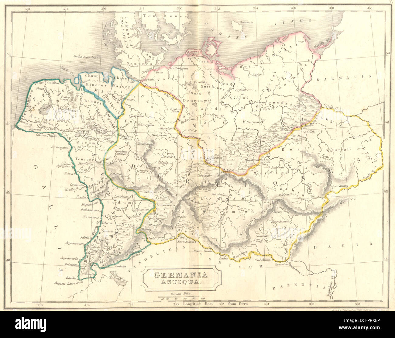 Allemagne : Germania Antiqua : Butler, 1830 classique Hall carte antique Banque D'Images