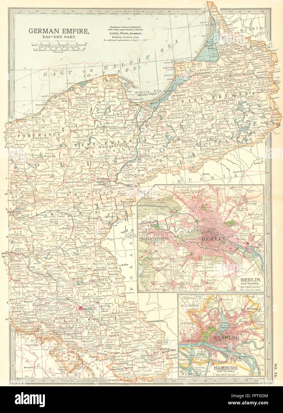 Allemagne : l'Empire allemand, à l'Est : Berlin, Hambourg, 1903 carte antique Banque D'Images