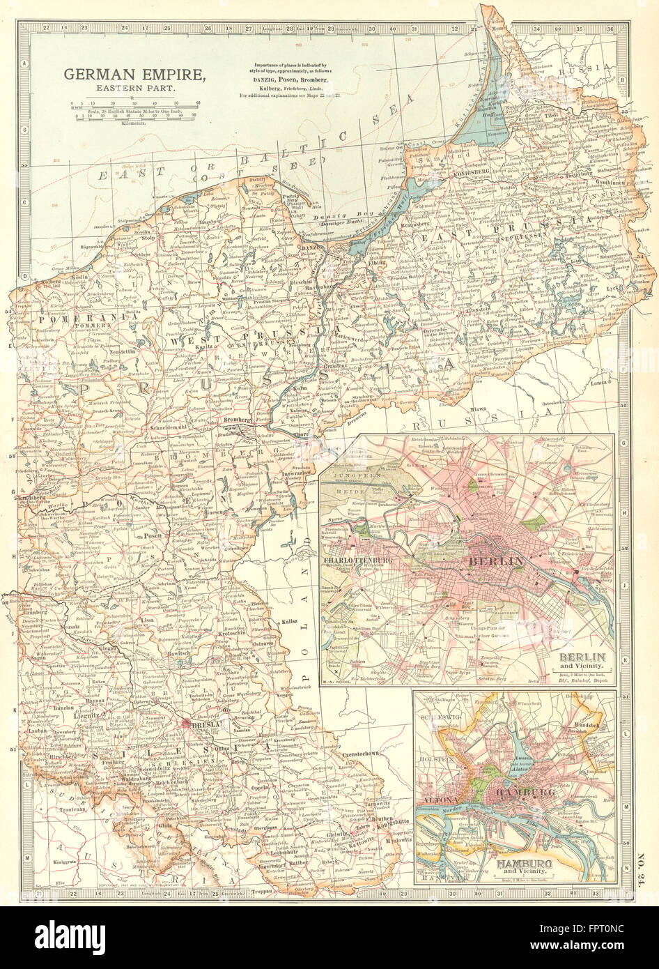 Allemagne : l'Empire allemand, à l'Est : Berlin, Hambourg, 1903 carte antique Banque D'Images