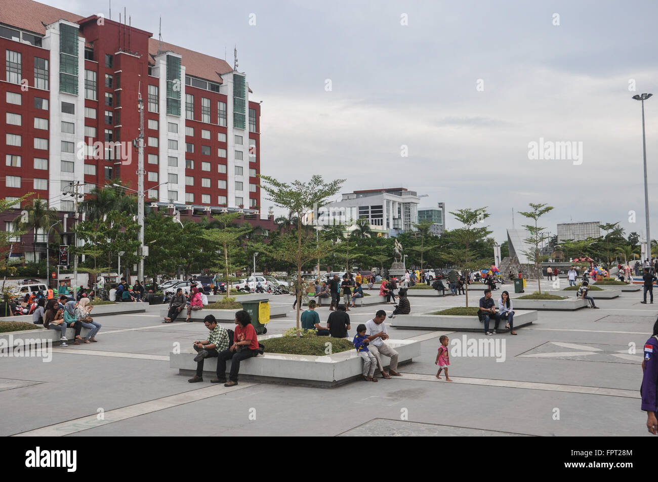 Vie quotidienne à la plage de Losari à Makassar, Indonésie Banque D'Images