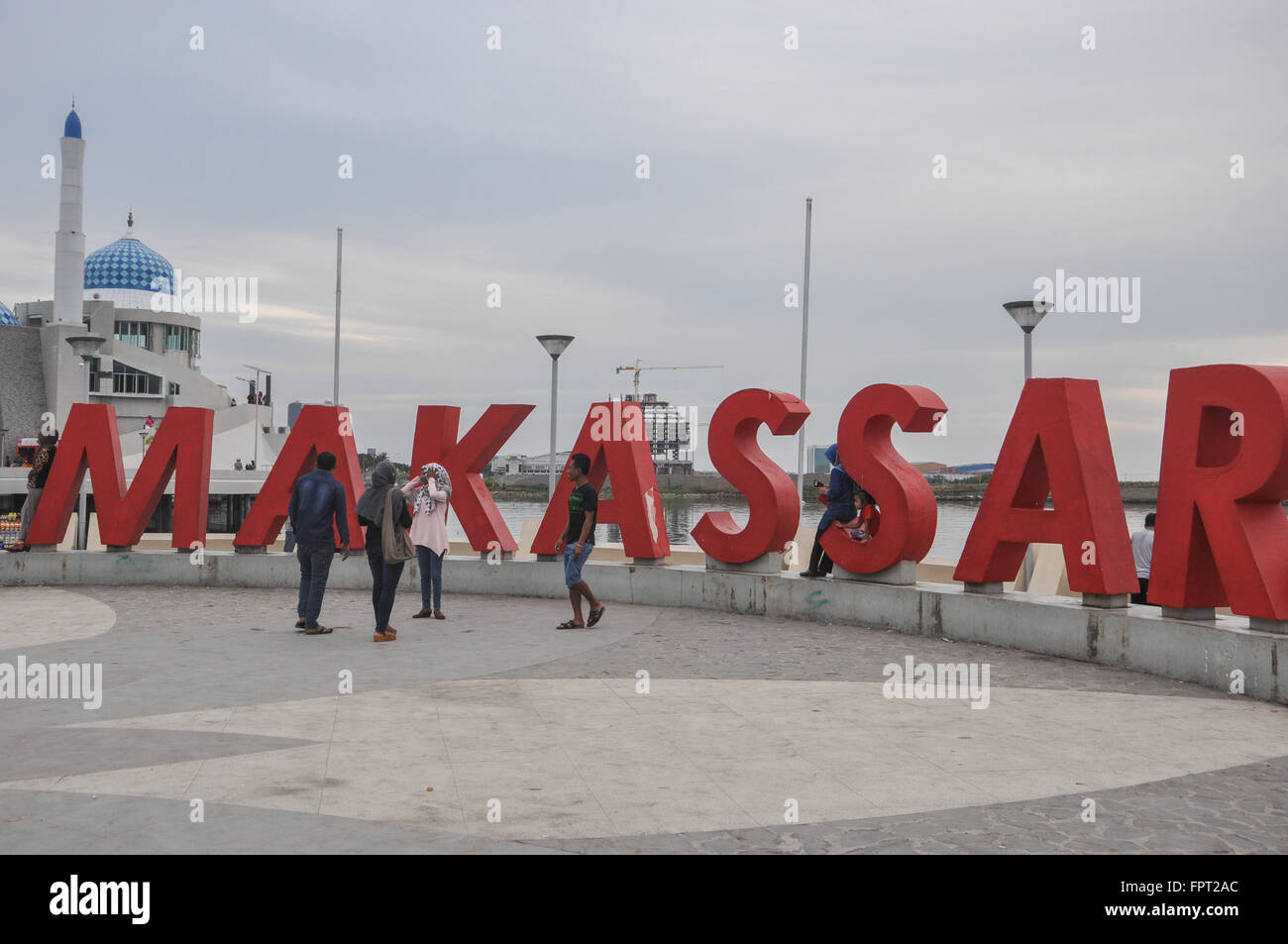 Vie quotidienne à la plage de Losari à Makassar, Indonésie Banque D'Images