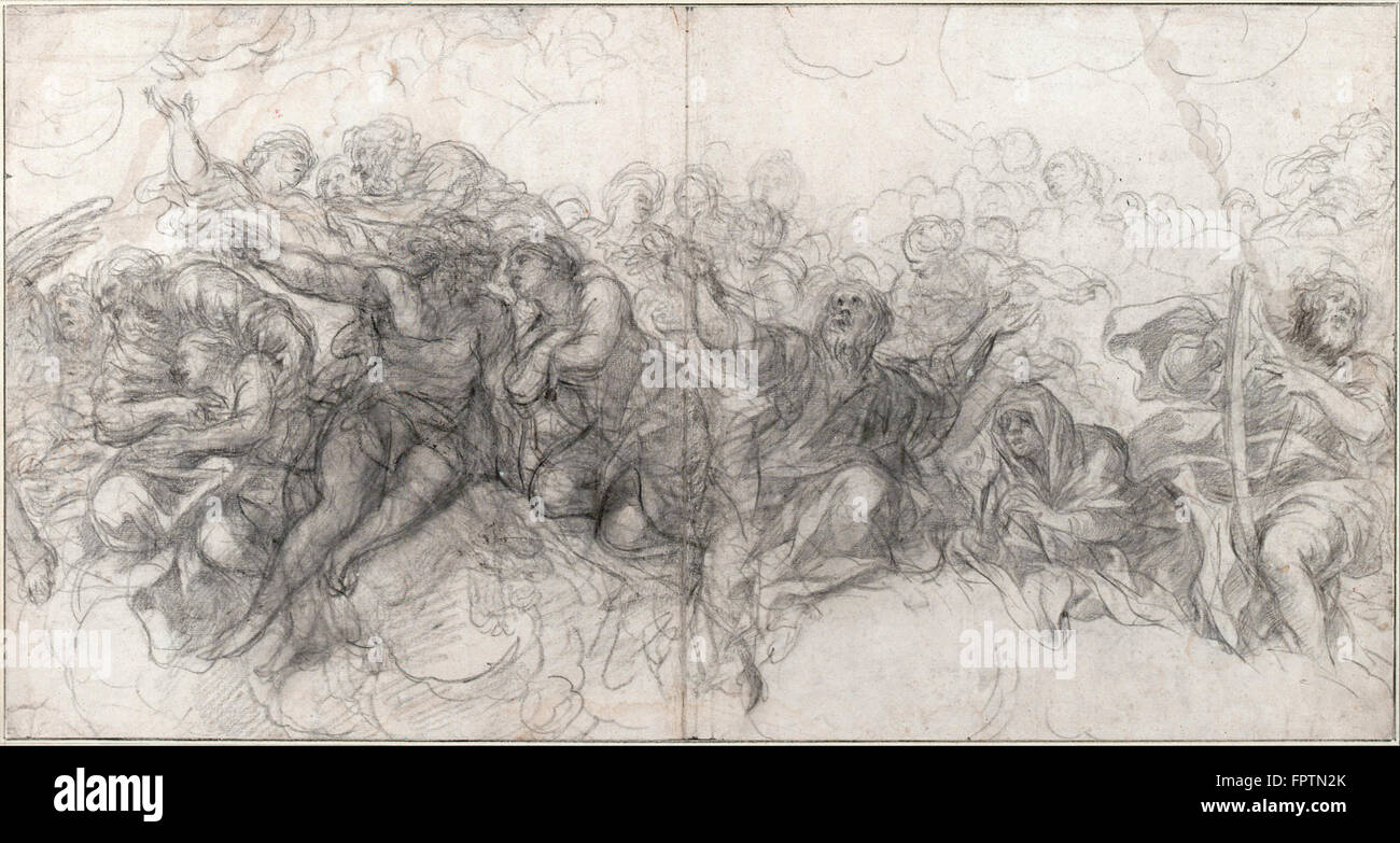Pietro da Cortona Abraham et Isaac, Adam et Eve, Noé et sur le bord droit, David avec une harpe Banque D'Images