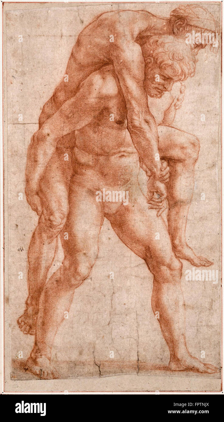 Raphael - jeune homme portant un vieil homme sur son dos - ch. 1514 Banque D'Images