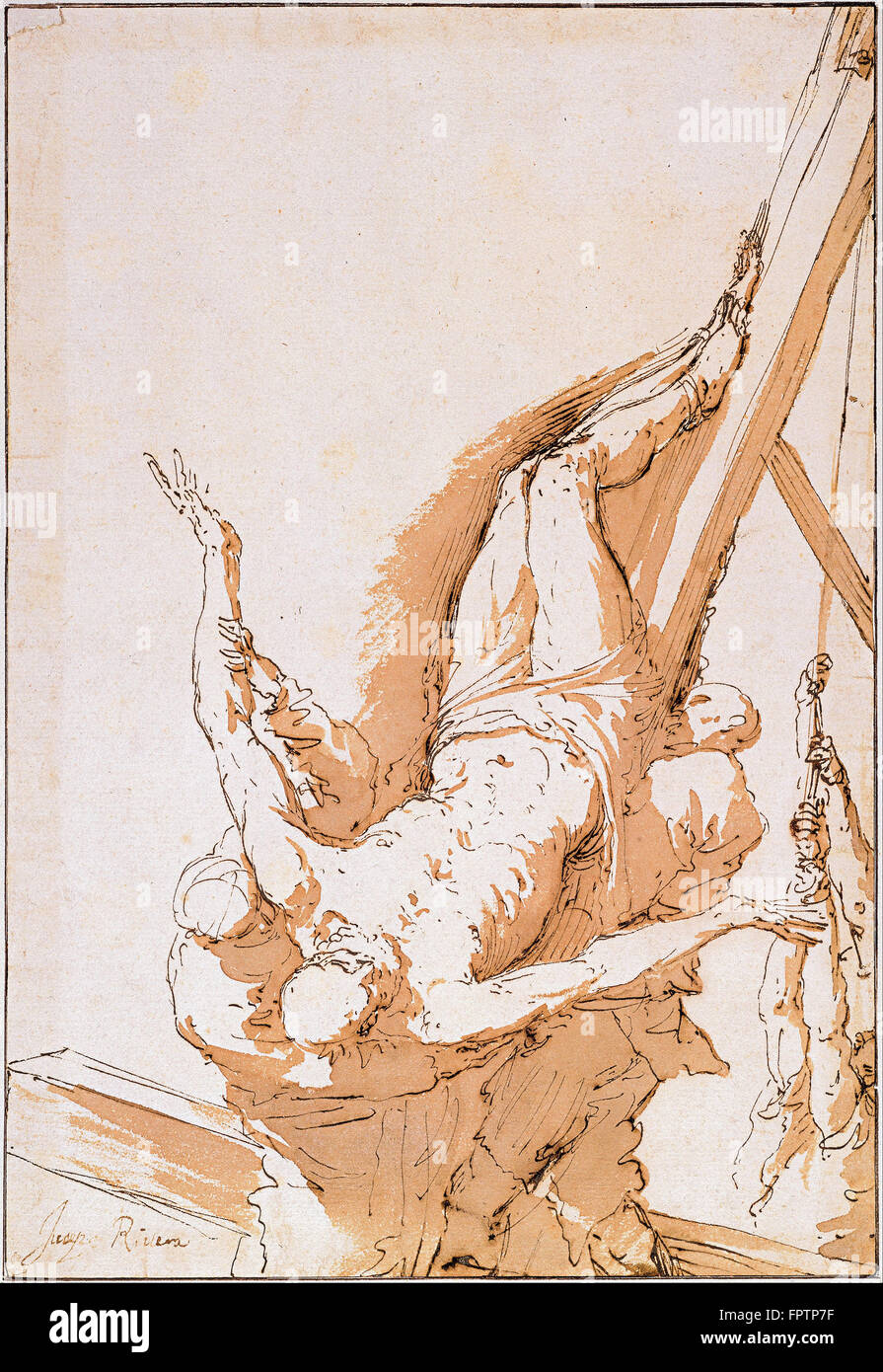 Jusepe DE RIBERA - Crucifixion de Saint Pierre - c.1625 1630 Banque D'Images