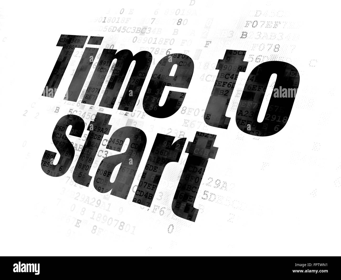 Concept de temps : temps de commencer sur l'arrière-plan numérique Banque D'Images