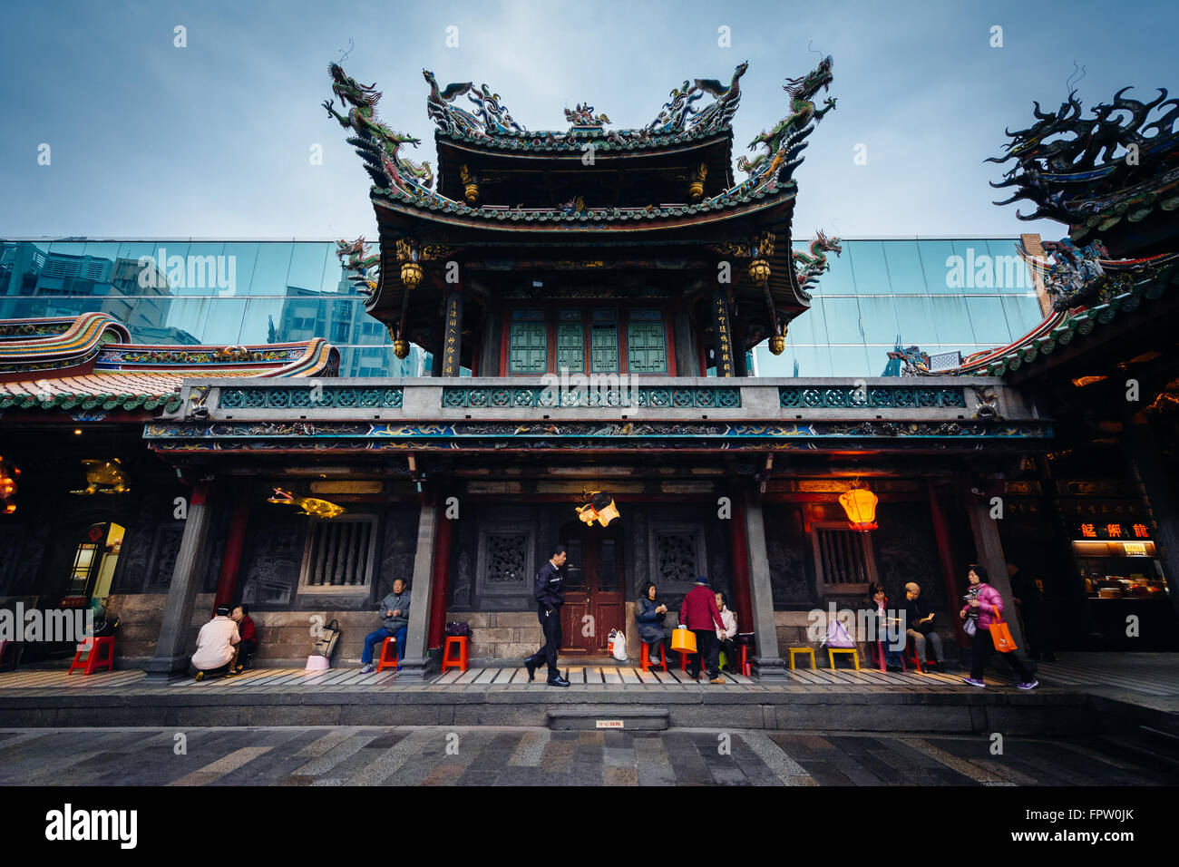 De l'extérieur, Temple de Longshan à Taipei, Taiwan. Banque D'Images