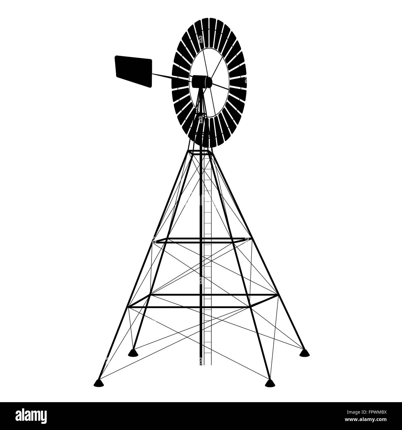 Silhouette d'un pompage de l'eau moulin Illustration de Vecteur Silhouette d'un pompage de l'eau moulin Illustration de Vecteur