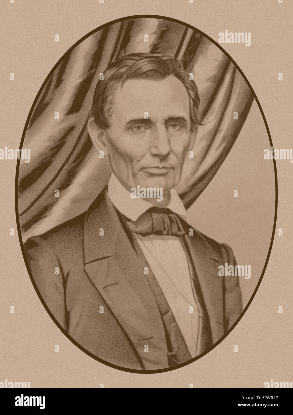 Portrait d'Abraham Lincoln comme un rasé de candidat à la présidence des États-Unis d'Amérique, vers 1860. Banque D'Images