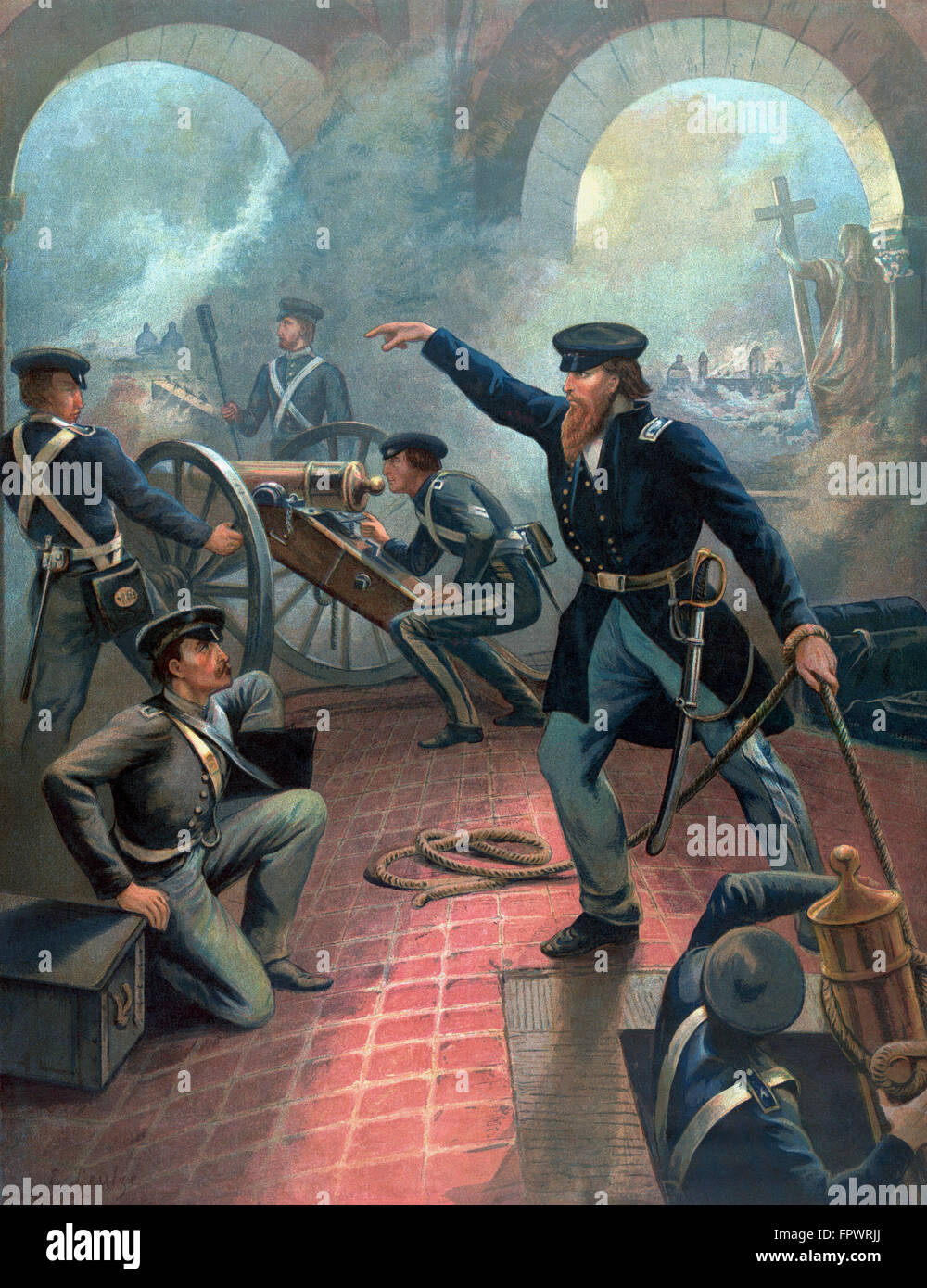 American Vintage poster Histoire de Ulysses S. Grant commandé des troupes pendant la guerre américaine du Mexique. Banque D'Images