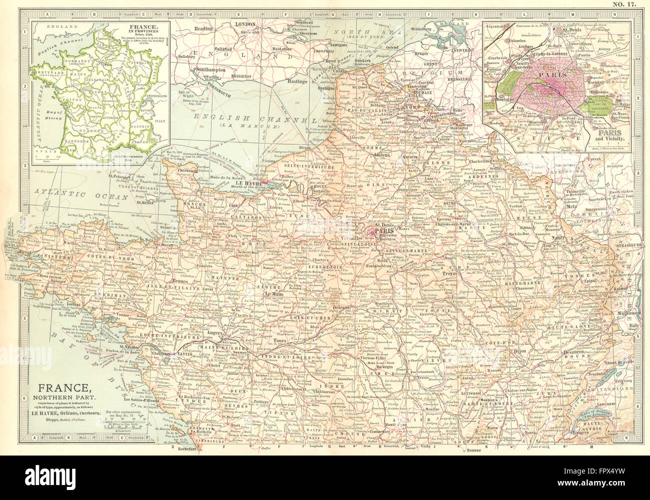 FRANCE : Paris Nord ; médaillon, Provinces, 1903 pré-1789, carte antique Banque D'Images