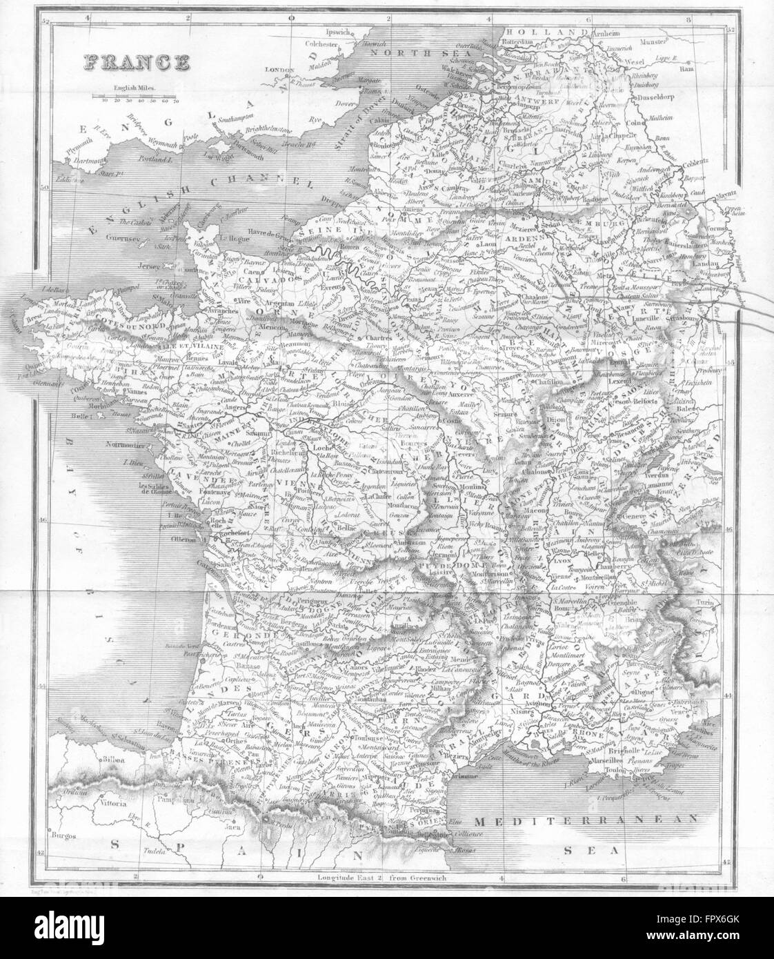 FRANCE : BELL , 1839 carte antique Banque D'Images