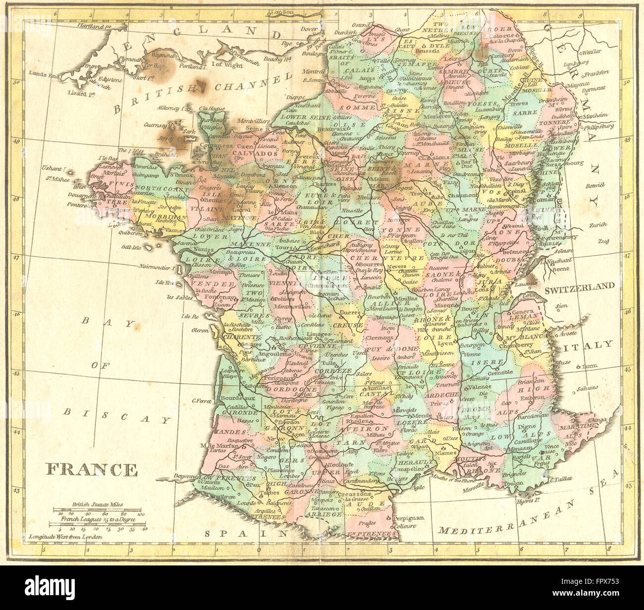 FRANCE : Walker, 1810 carte antique Banque D'Images
