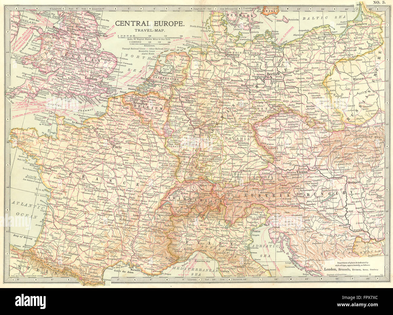 L'EUROPE CENTRALE : Travel-Map, 1903 Banque D'Images