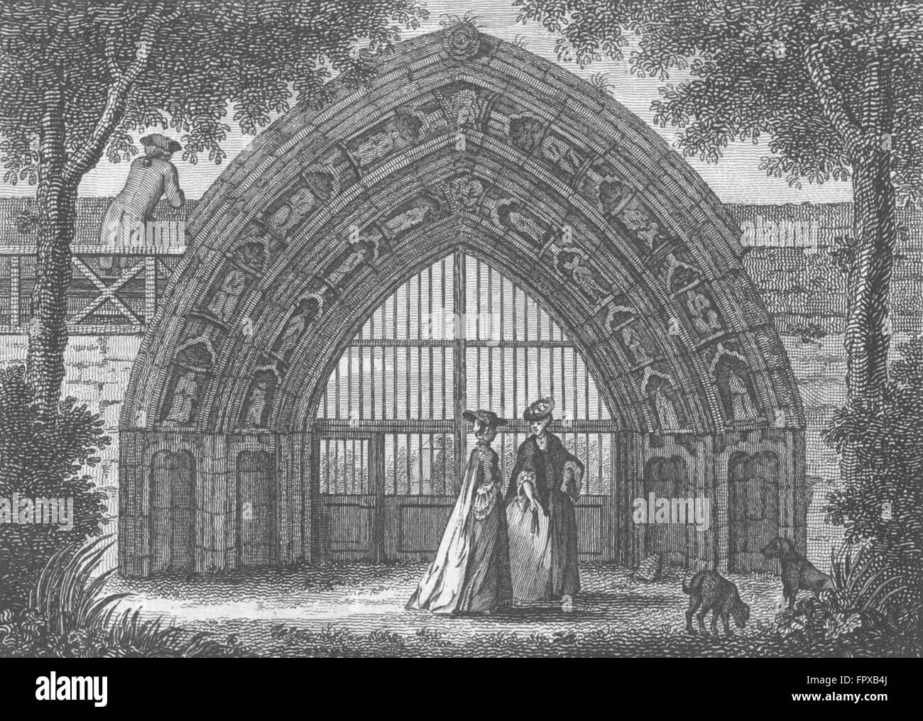 WORCS : Evesham Abbey, antique print 1775 Banque D'Images