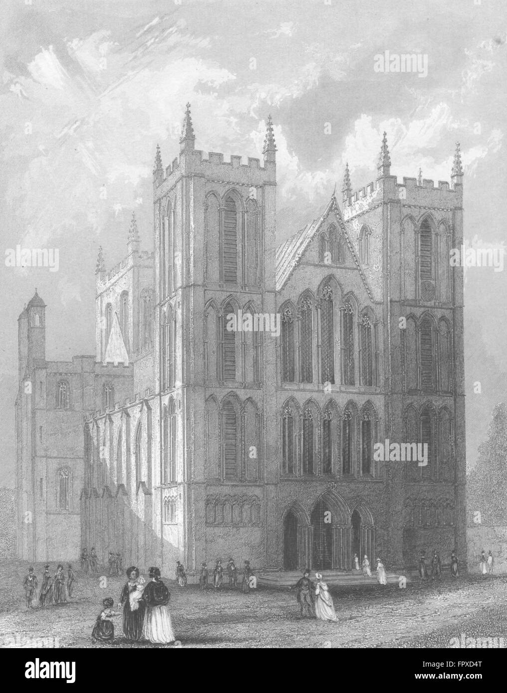 YORKS : la cathédrale de Ripon ne voir, antique print 1836 Banque D'Images