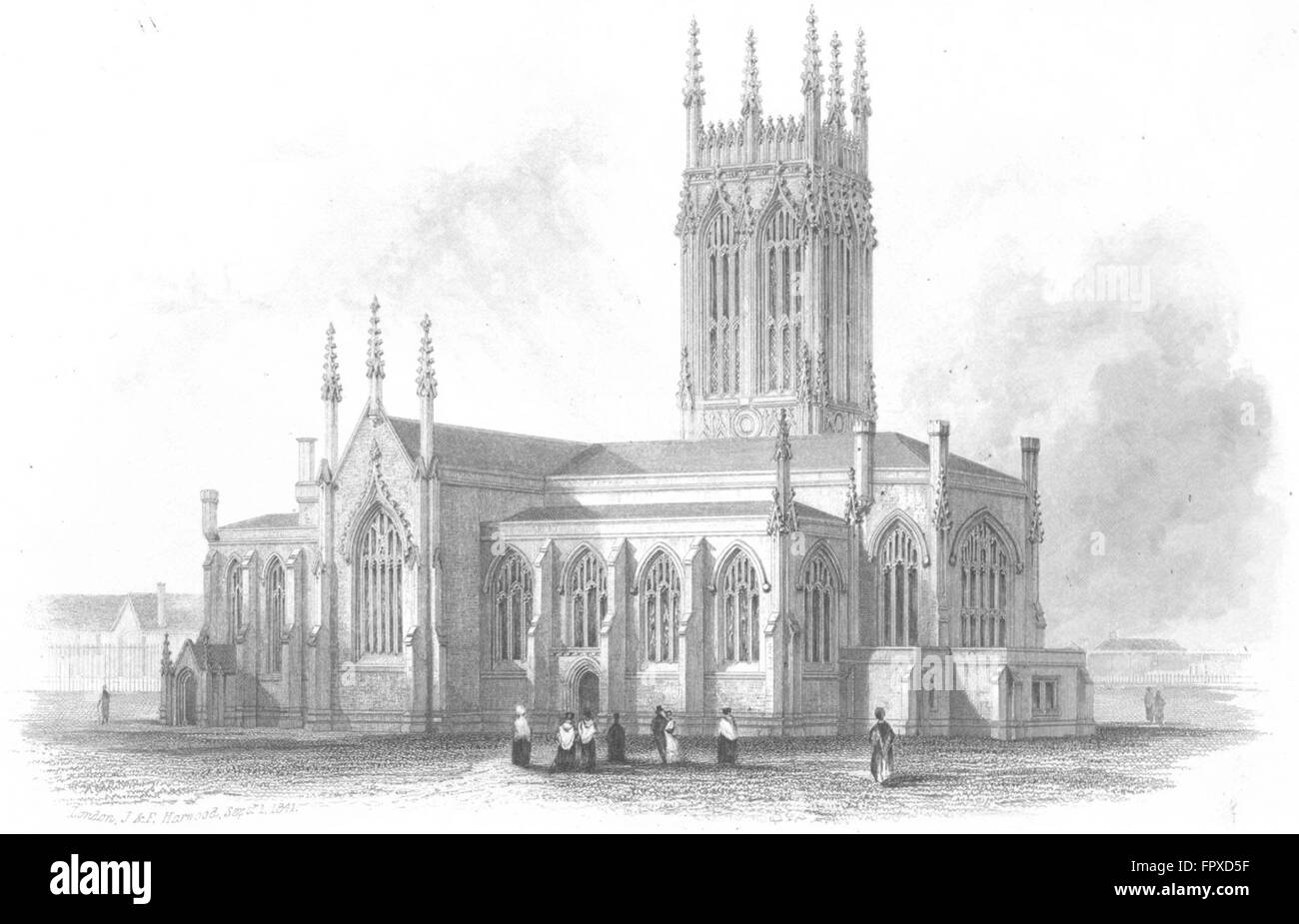 YORKS : St Pierre de l'église paroissiale(), Leeds, antique print c1855 Banque D'Images YORKS : St Pierre de l'église paroissiale(), Leeds, antique print c1855 Banque D'Images