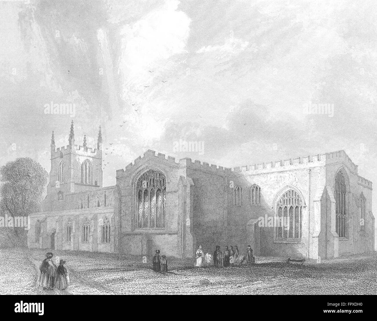 Pays de Galles : la cathédrale de Bangor SE VOIR : Bartlett Gastineau, antique print c1850 Banque D'Images
