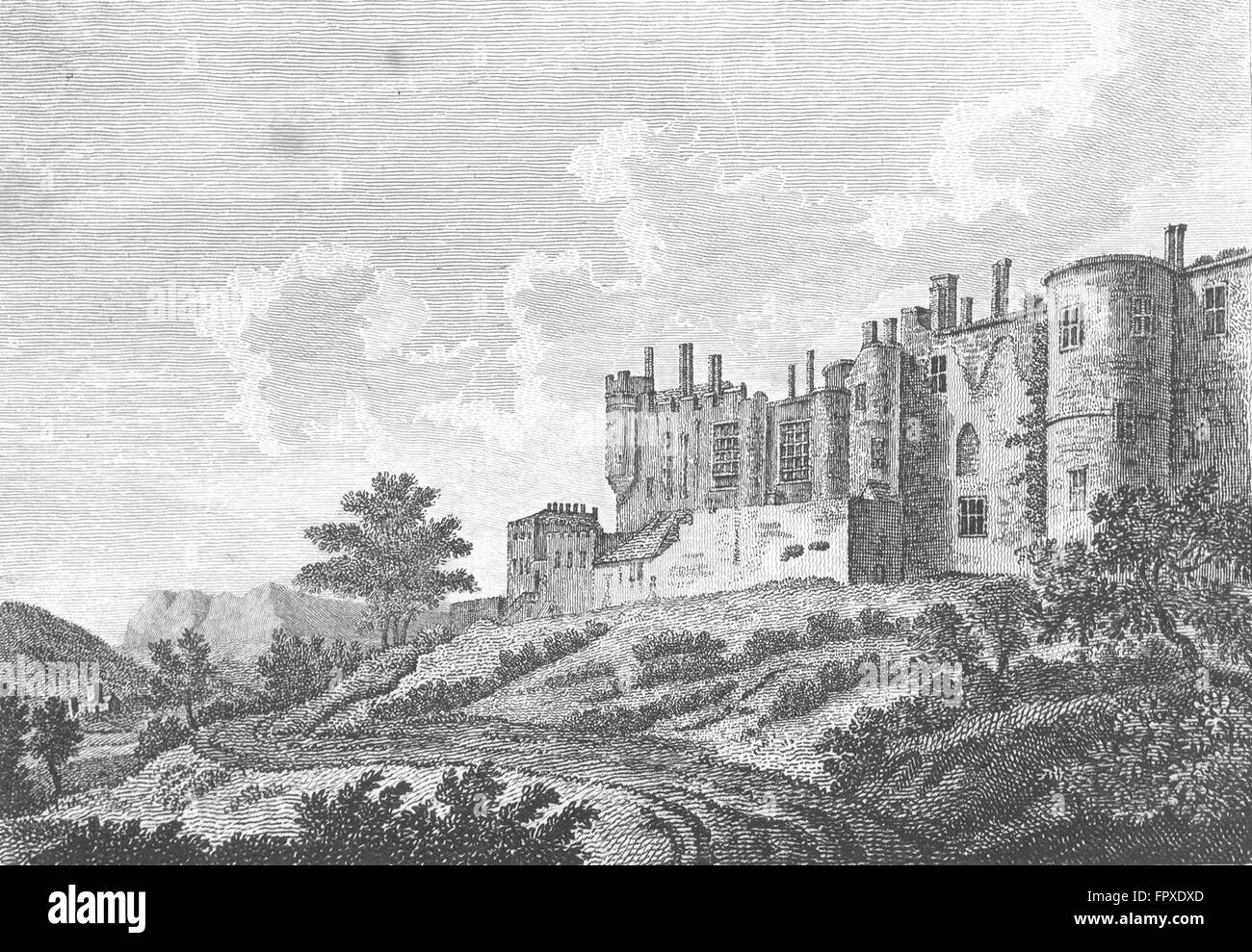 Château de Powis : Montgomeryshire : Montgomery : Grose : 18C, antique print 1795 Banque D'Images