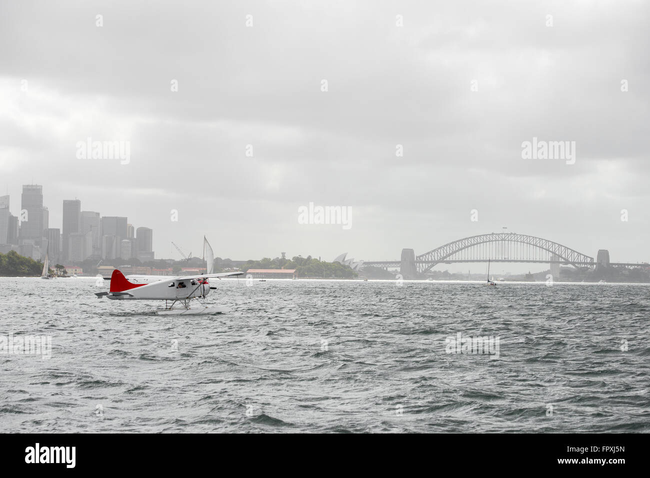 Hydravion dans le port de Sydney prêt à décoller Banque D'Images