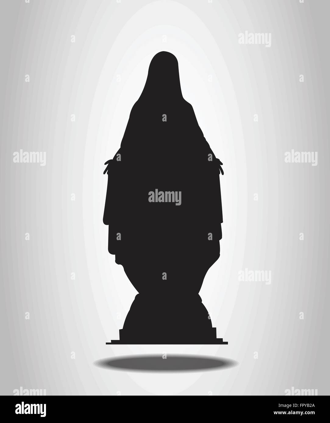 Statue Vierge Marie silhouettes sur le fond blanc Illustration de Vecteur