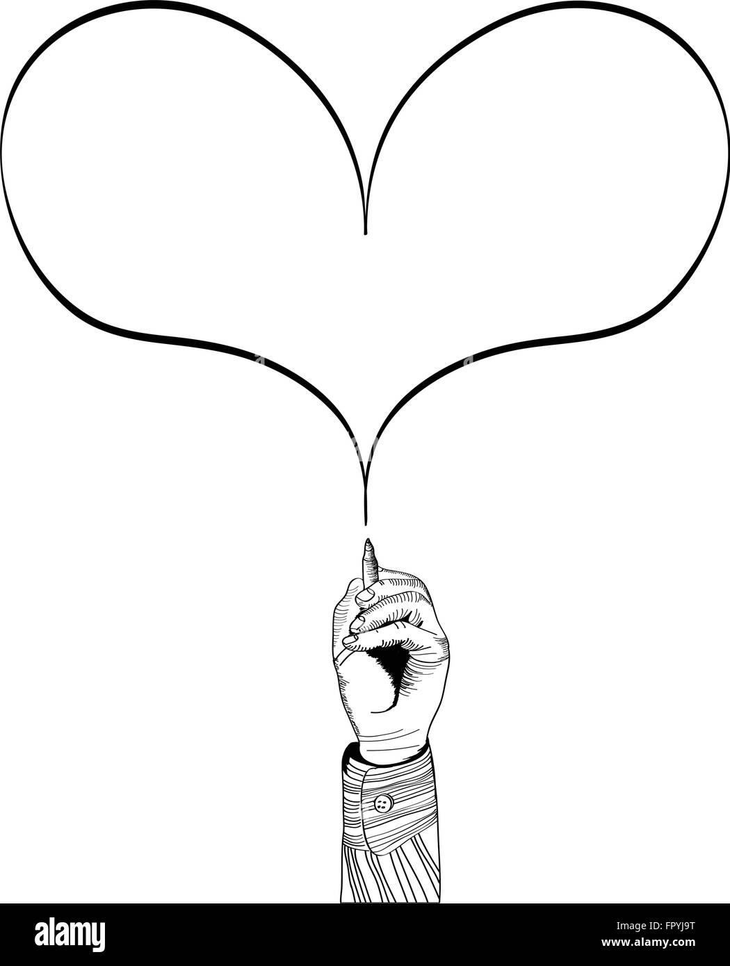 D'un coeur à la main. Vector illustration rétro. Illustration de Vecteur