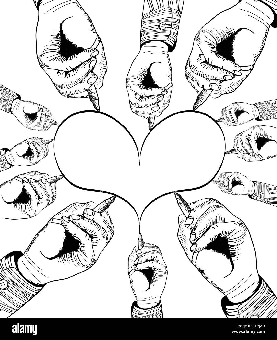 Un coeur par les mains. Vector illustration rétro. Illustration de Vecteur